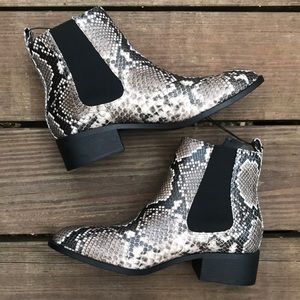 Faux Snakeskin Chelsea Ankle Boots
